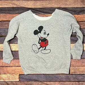 Vintage Mickey Mouse Cartoon Comic Disney World Gray Sweatshirt Womens